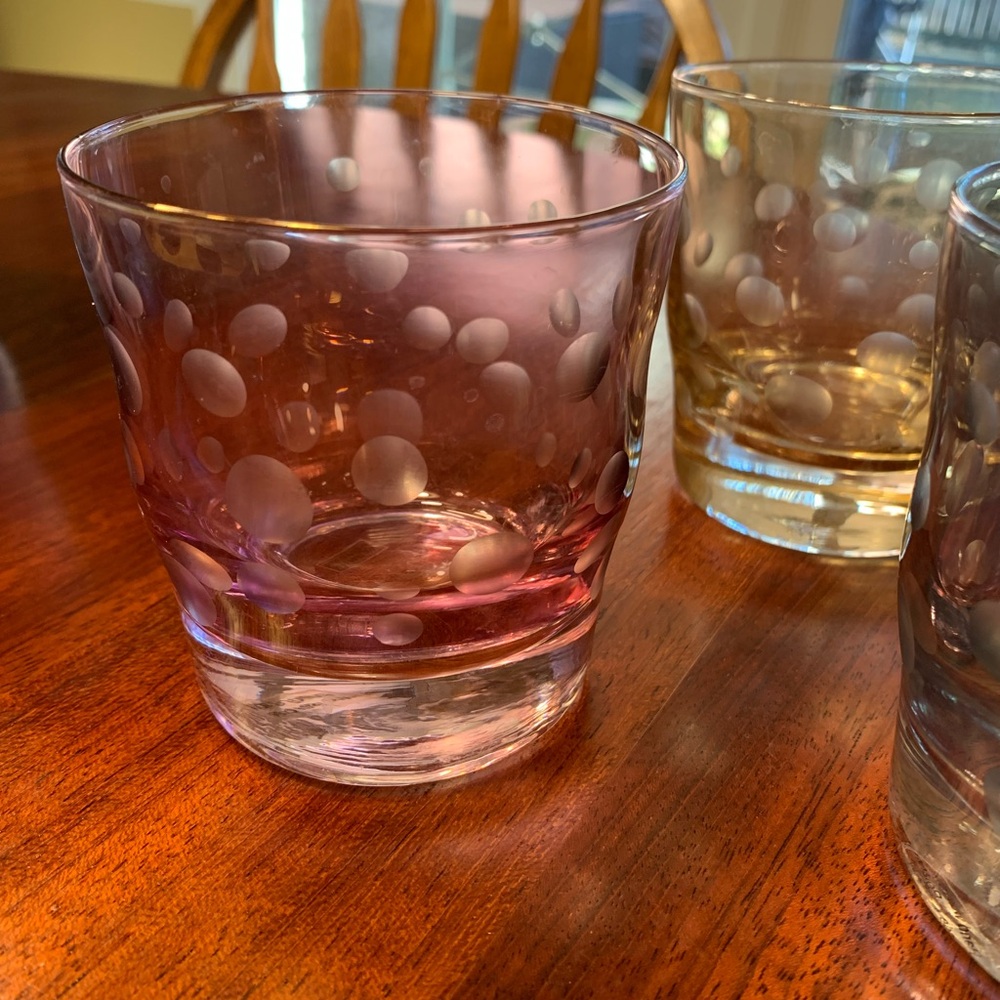 Pink, Blue & Cream Etched Double Old Fashions